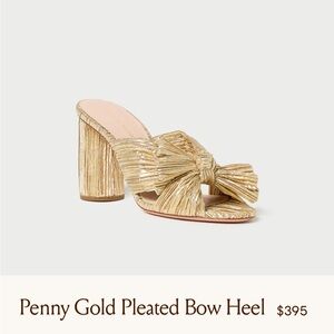 - Loeffler Randall- penny pleated gold bow- worn twice- size 8